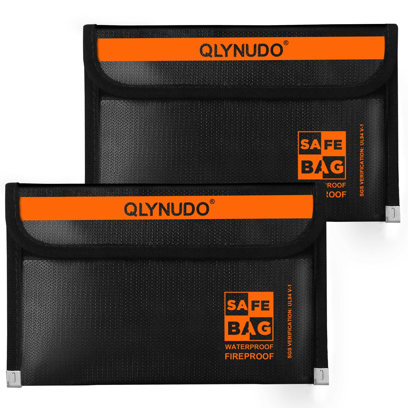 Fireproof Money Bag 2 Pack, Waterproof Document Pouch for Cash